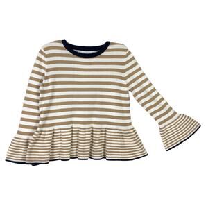 NWOT ENGLISH FACTORY Anthropologie Sweater S Stripe Peplum Flare Flounce Sleeve